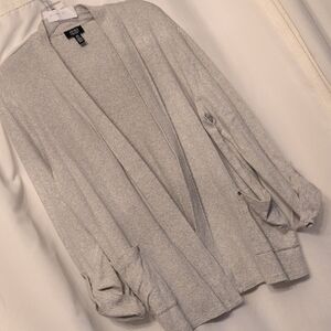 Jones New York Heather Gray Open-Front Cardigan